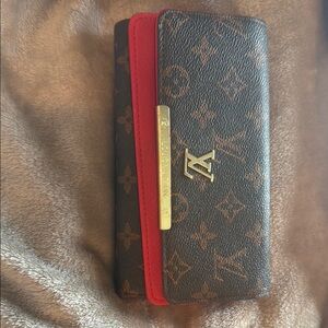 LV Monogram Wallet with Red Accent